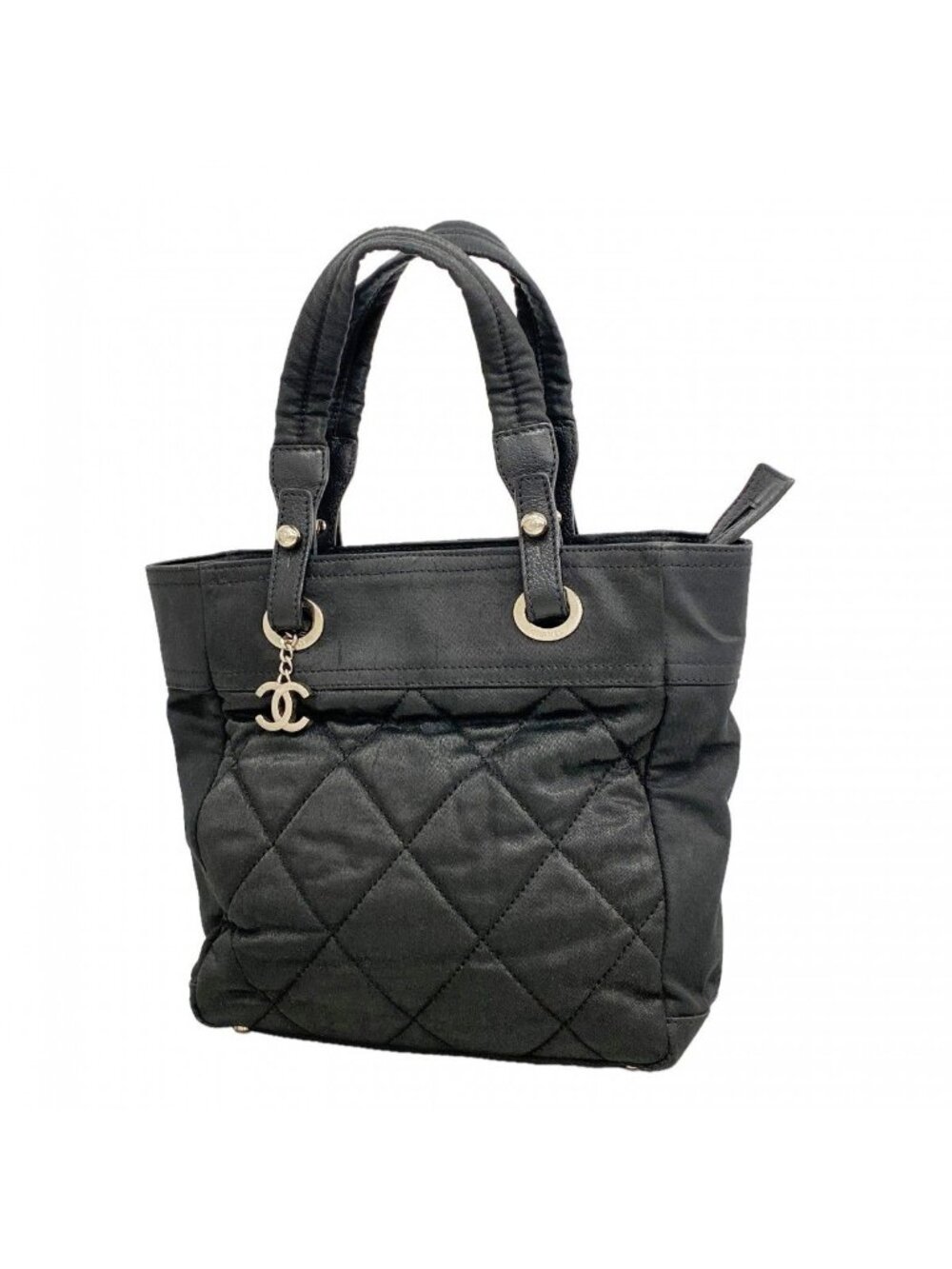 Chanel Tote Paris Biarritz Canvas Black Silver